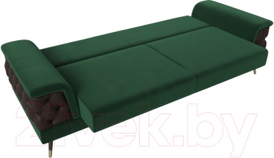 Диван Лига Диванов Лига-023 / 119143 (велюр зеленый/компаньон/декоративные подушки экокожа коричневый)