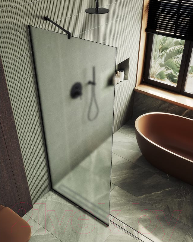 Душевая стенка MaybahGlass 195x69 / MGD-706-6у (сатин стекло/черный) — фото 5