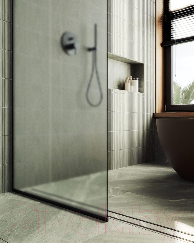 Душевая стенка MaybahGlass 195x69 / MGD-706-6у (сатин стекло/черный) — фото 3