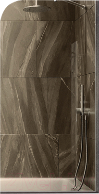 Стеклянная шторка для ванны MaybahGlass MGV-127-5у (бронзовое стекло/хром матовый)