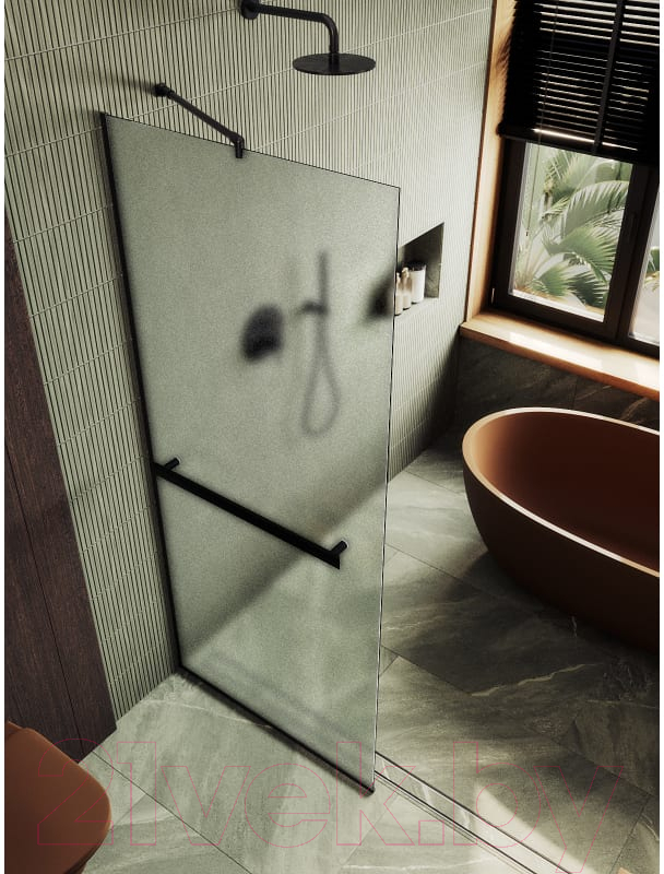 Душевая стенка MaybahGlass 195x69 / MGD-725-6у (сатин стекло/черный) — фото 6