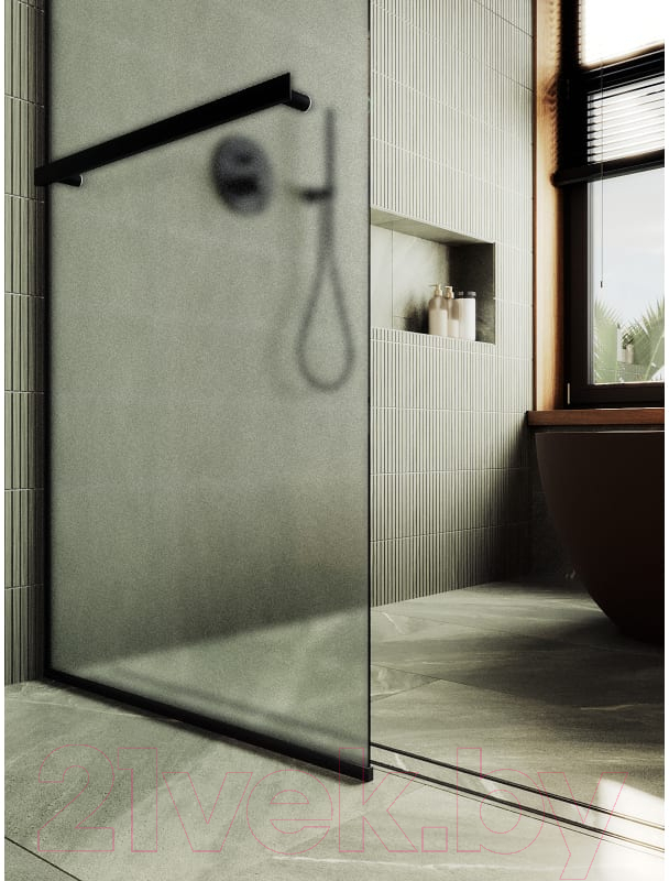 Душевая стенка MaybahGlass 195x69 / MGD-725-6у (сатин стекло/черный) — фото 2