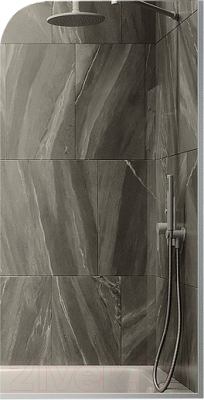 Стеклянная шторка для ванны MaybahGlass MGV-127-1у (бронзовое стекло/белый матовый)