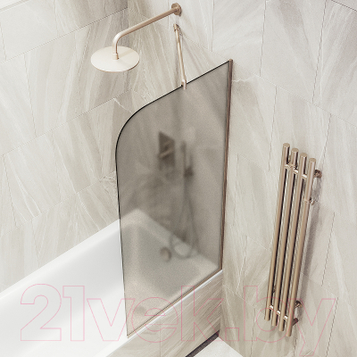 Стеклянная шторка для ванны MaybahGlass MGV-125-2у (бронзовое матовое стекло/бронзовый)