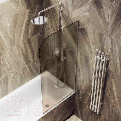 Стеклянная шторка для ванны MaybahGlass MGV-136-4у (бронзовое матовое стекло/хром глянцевый)