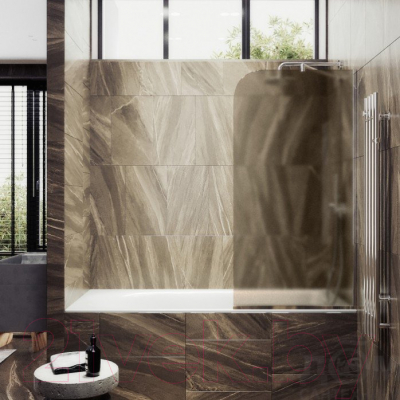 Стеклянная шторка для ванны MaybahGlass MGV-125-4у (бронзовое матовое стекло/хром глянцевый)