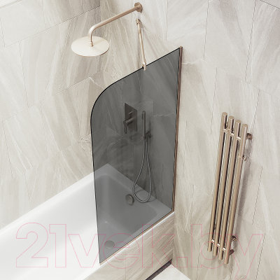 Стеклянная шторка для ванны MaybahGlass MGV-128-2у (графитовое стекло/бронзовый)