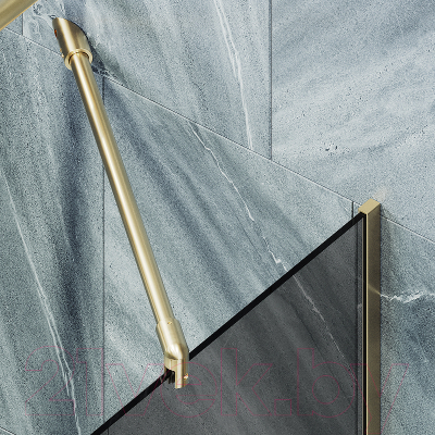 Стеклянная шторка для ванны MaybahGlass MGV-128-3у (графитовое стекло/золотой)