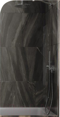 Стеклянная шторка для ванны MaybahGlass MGV-134-4у (графитовое стекло/хром глянцевый)