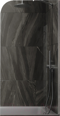 Стеклянная шторка для ванны MaybahGlass MGV-128-5у (графитовое стекло/хром матовый)