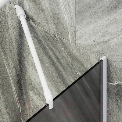 Стеклянная шторка для ванны MaybahGlass MGV-129-1у (графитовое матовое стекло/белый матовый)