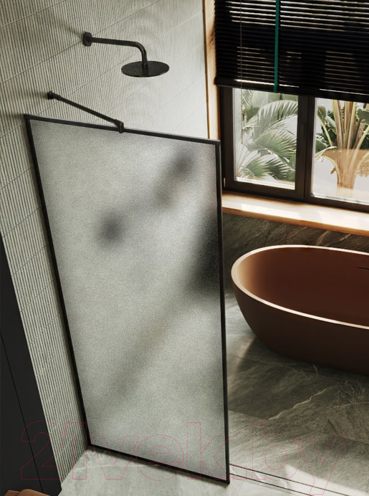 Душевая стенка MaybahGlass 195x69 / MGD-821-6 (сатин стекло/черный) — фото 2