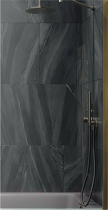 Стеклянная шторка для ванны MaybahGlass MGV-252-3ш (графитовое стекло/золотой)
