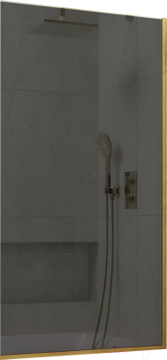 Стеклянная шторка для ванны MaybahGlass MGV-78-3у (графитовое стекло/золотой)