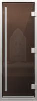 Стеклянная дверь для бани/сауны Doorwood Хамам Престиж 131x189 / DW03615 (бронза) - 