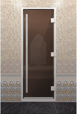 Стеклянная дверь для бани/сауны Doorwood Хамам Престиж 131x189 / DW03615 (бронза)