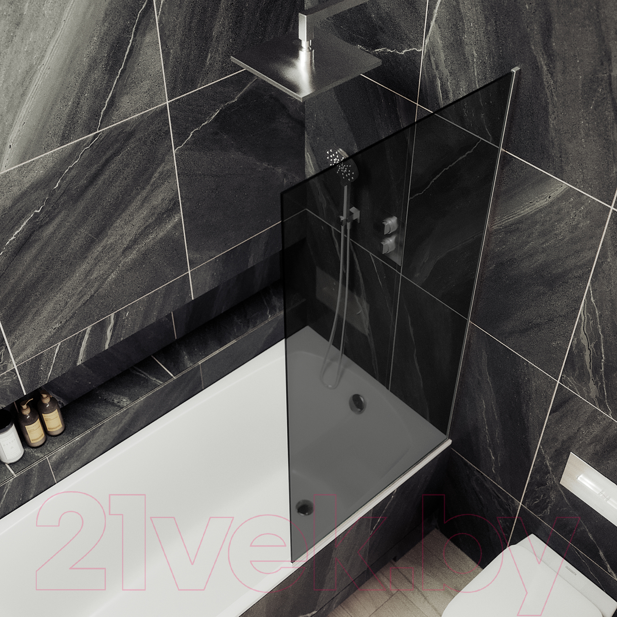 Стеклянная шторка для ванны MaybahGlass MGV-252-5у (графитовое стекло/хром матовый) — фото 4