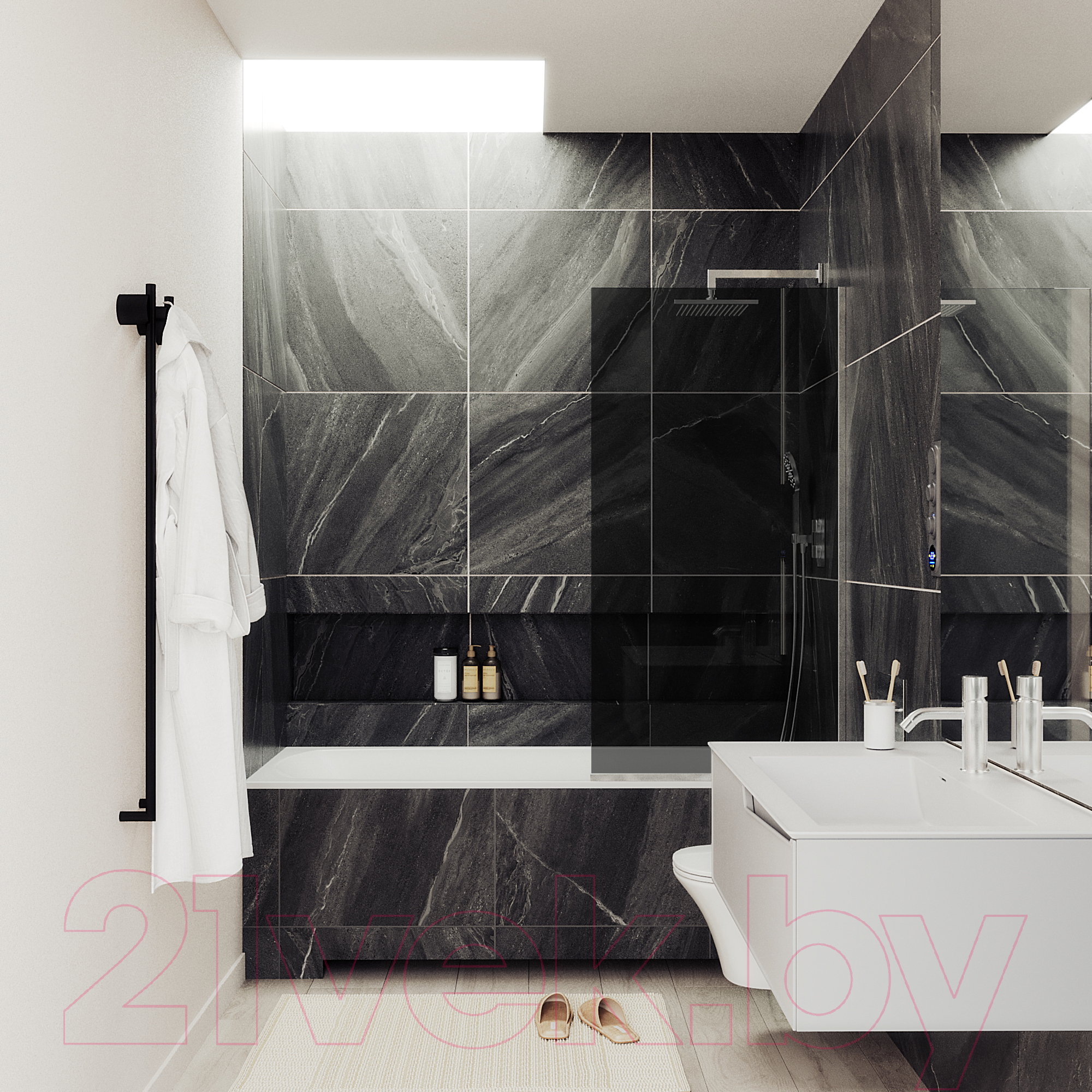 Стеклянная шторка для ванны MaybahGlass MGV-252-5у (графитовое стекло/хром матовый) — фото 3