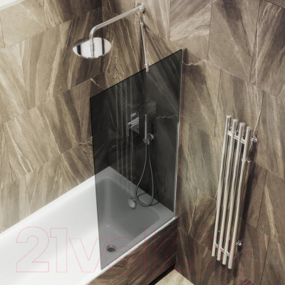Стеклянная шторка для ванны MaybahGlass MGV-78-4ш (графитовое стекло/хром глянцевый)