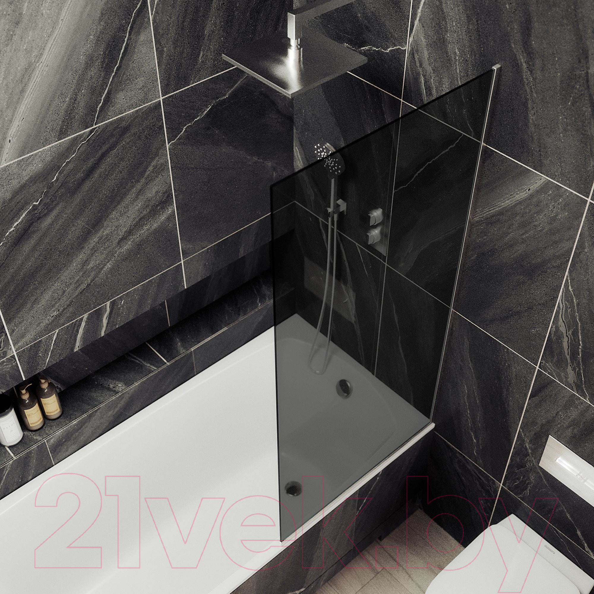Стеклянная шторка для ванны MaybahGlass MGV-252-4у (графитовое стекло/хром глянцевый) — фото 4