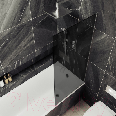 Стеклянная шторка для ванны MaybahGlass MGV-252-4у (графитовое стекло/хром глянцевый)