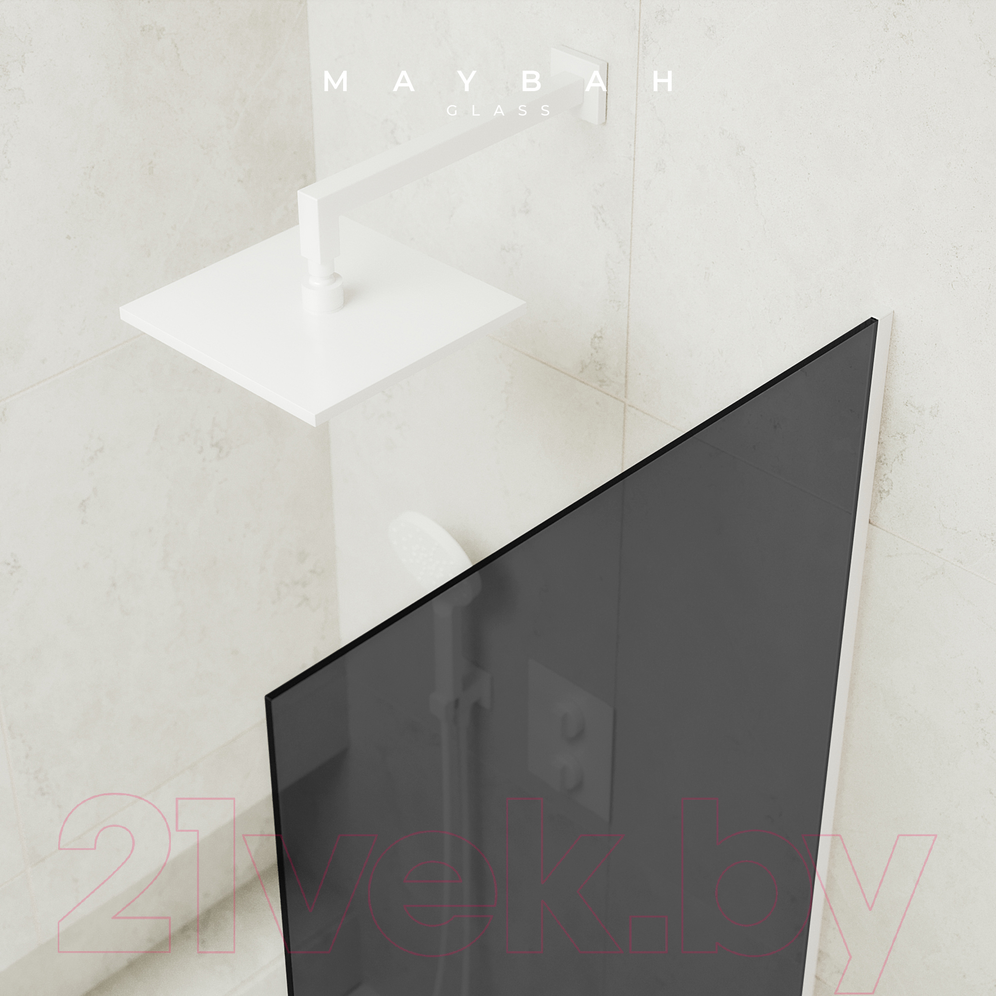 Стеклянная шторка для ванны MaybahGlass MGV-252-1у (графитовое стекло/белый матовый) — фото 5
