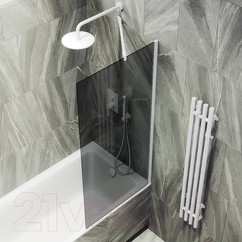 Стеклянная шторка для ванны MaybahGlass MGV-252-1ш (графитовое стекло/белый матовый) — фото 5