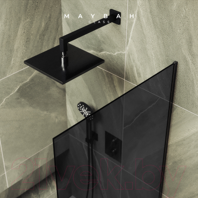 Стеклянная шторка для ванны MaybahGlass MGV-252-6у (графитовое стекло/черный)