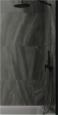 Стеклянная шторка для ванны MaybahGlass MGV-78-6ш (графитовое стекло/черный)