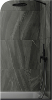 Стеклянная шторка для ванны MaybahGlass MGV-78-6у (графитовое стекло/черный) - 