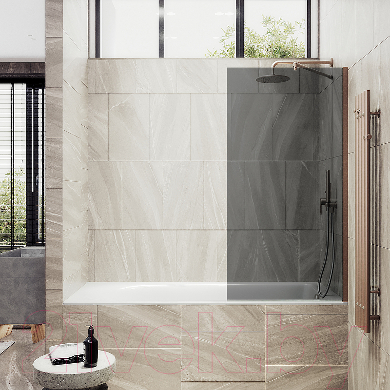 Стеклянная шторка для ванны MaybahGlass MGV-252-2ш (графитовое стекло/бронзовый) — фото 2