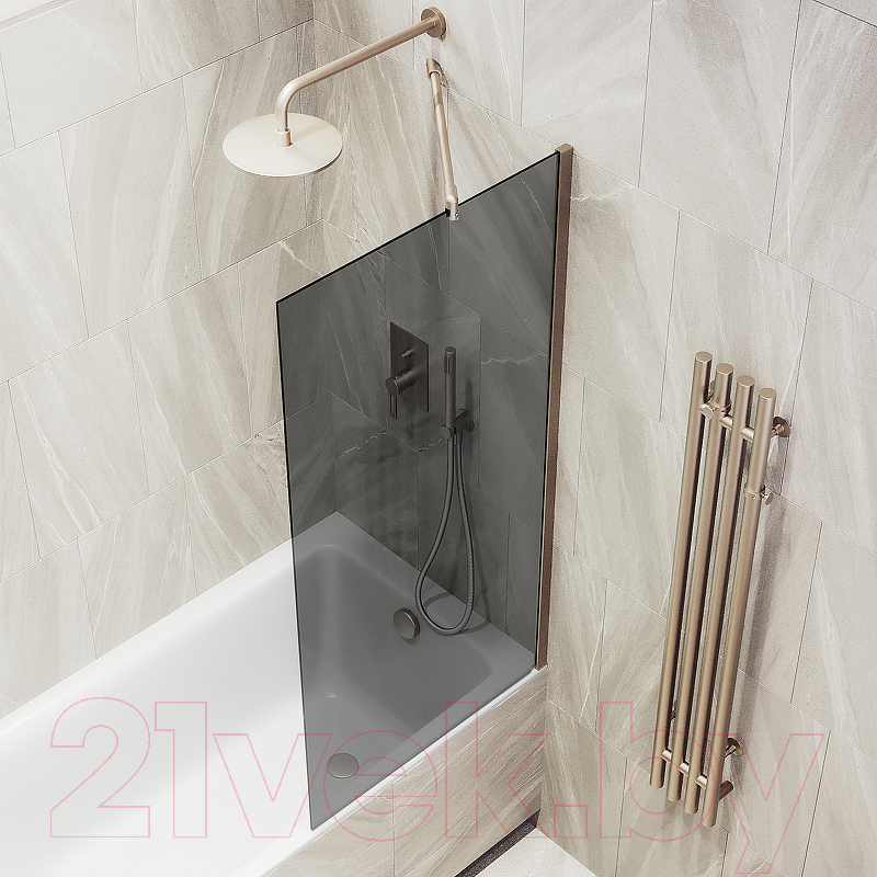 Стеклянная шторка для ванны MaybahGlass MGV-252-2ш (графитовое стекло/бронзовый) — фото 5