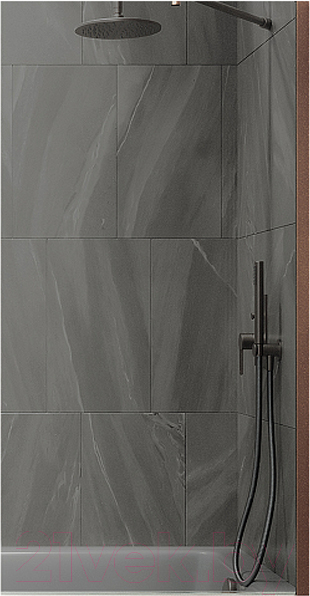 Стеклянная шторка для ванны MaybahGlass MGV-252-2ш (графитовое стекло/бронзовый)