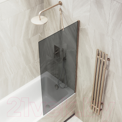 Стеклянная шторка для ванны MaybahGlass MGV-252-2ш (графитовое стекло/бронзовый)