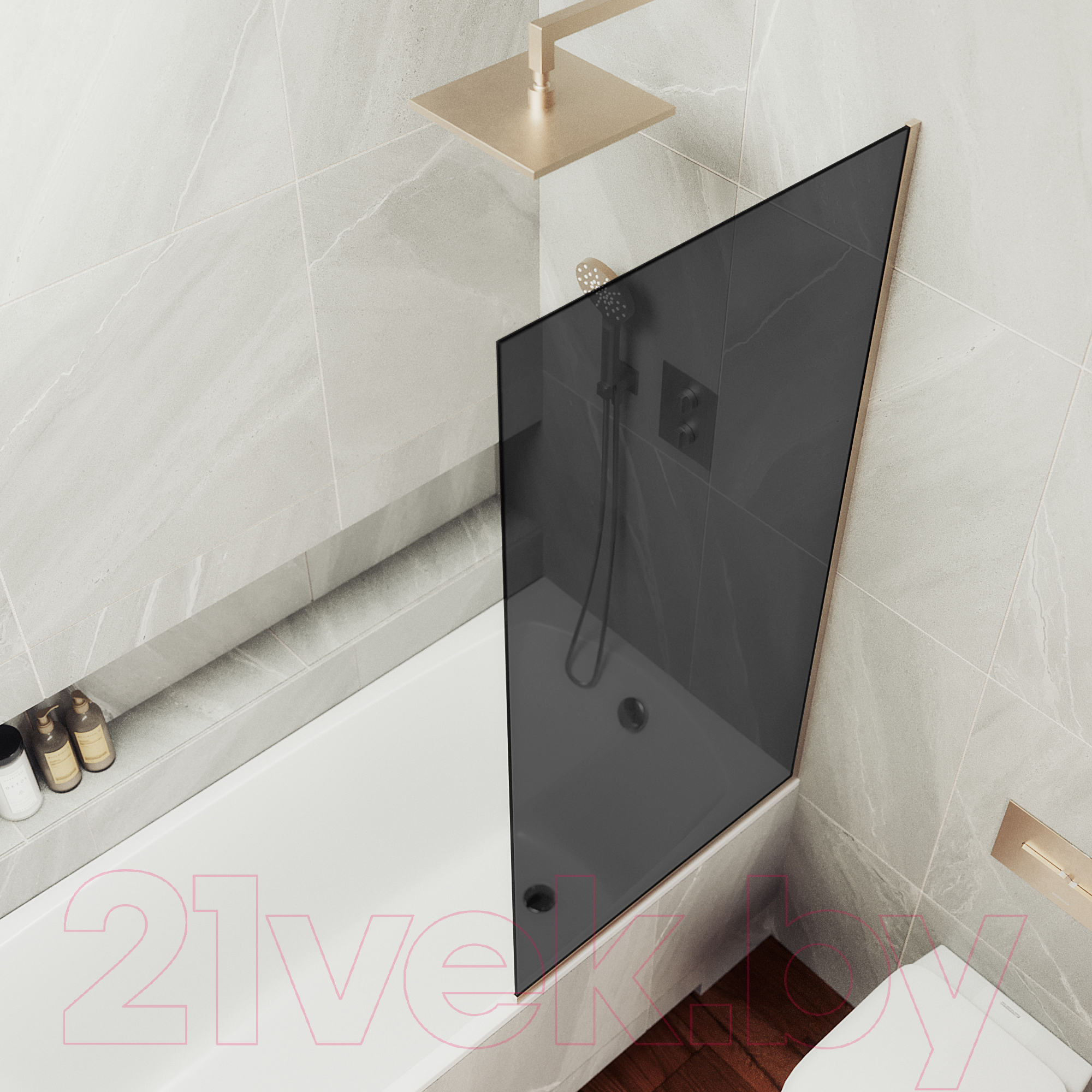 Стеклянная шторка для ванны MaybahGlass MGV-252-2у (графитовое стекло/бронзовый) — фото 2