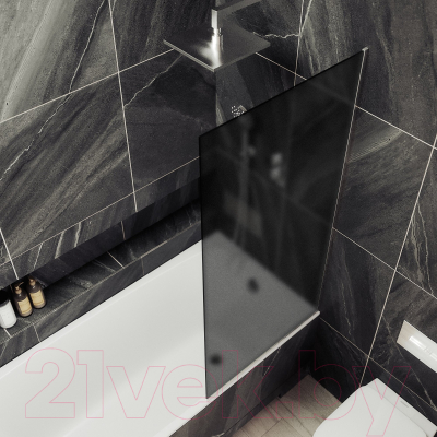 Стеклянная шторка для ванны MaybahGlass MGV-251-4у (графитовое матовое стекло/хром глянцевый)