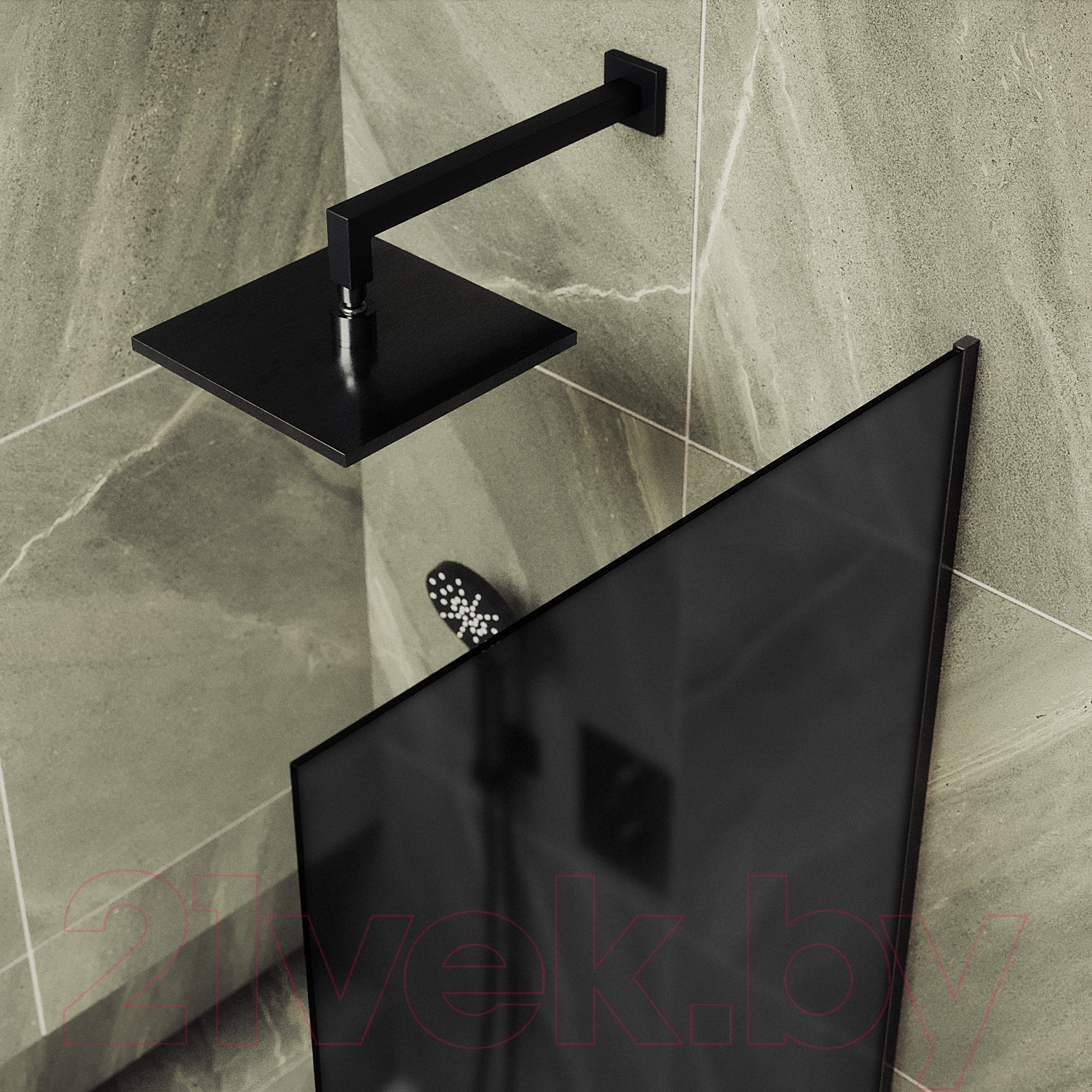 Стеклянная шторка для ванны MaybahGlass MGV-251-6у (графитовое матовое стекло/черный) — фото 5