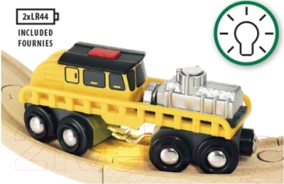 Вагон игрушечный Brio Поезд ремонтной бригады с грузом и светом / 33897