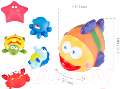 Набор игрушек для ванной Roxy-Kids Морские обитатели / RRT-811-2