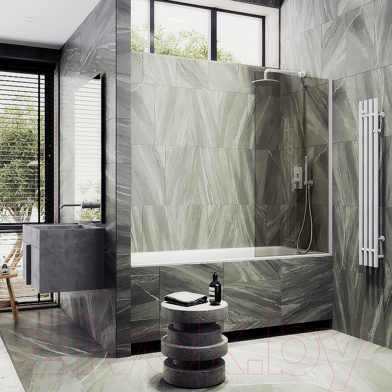 Стеклянная шторка для ванны MaybahGlass MGV-66-1ш (бронзовое стекло/белый матовый) — фото 4
