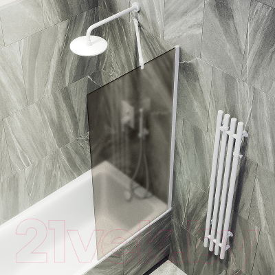 Стеклянная шторка для ванны MaybahGlass MGV-73-1ш (бронзовое матовое стекло/белый матовый)