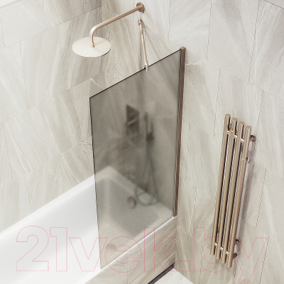 Стеклянная шторка для ванны MaybahGlass MGV-249-2ш (бронзовое матовое стекло/бронзовый)