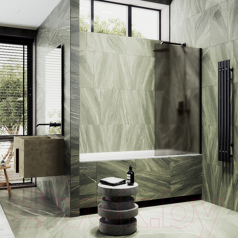 Стеклянная шторка для ванны MaybahGlass MGV-72-6ш (бронзовое матовое стекло/черный) — фото 4