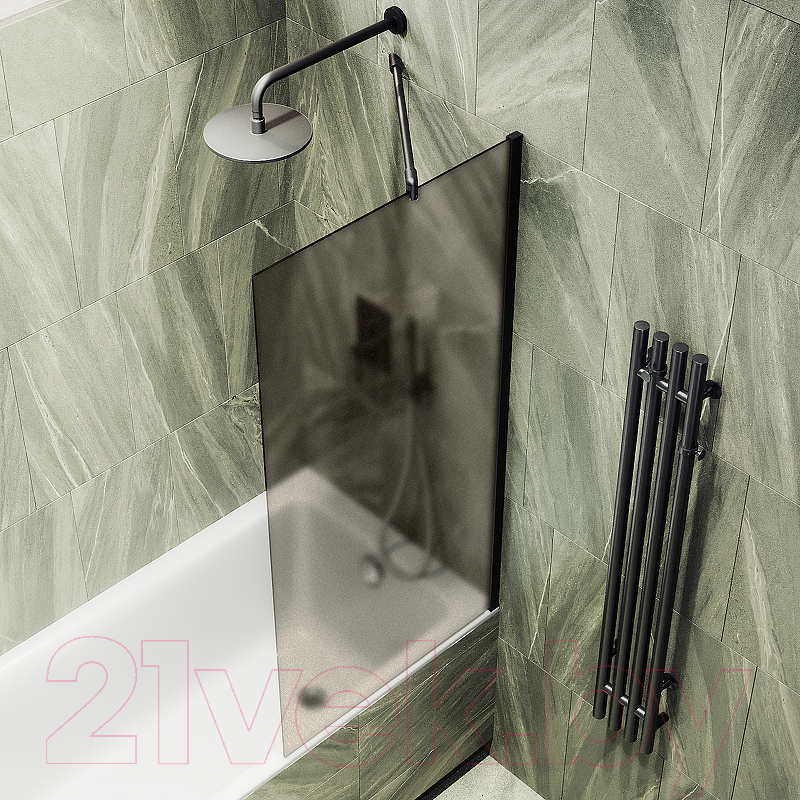 Стеклянная шторка для ванны MaybahGlass MGV-72-6ш (бронзовое матовое стекло/черный) — фото 5