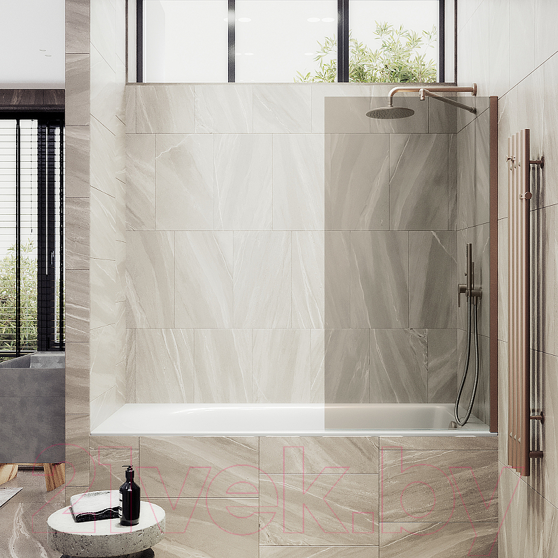 Стеклянная шторка для ванны MaybahGlass MGV-66-2ш (бронзовое стекло/бронзовый) — фото 2