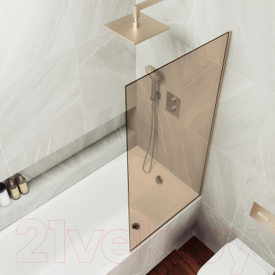 Стеклянная шторка для ванны MaybahGlass MGV-66-2у (бронзовое стекло/бронзовый)