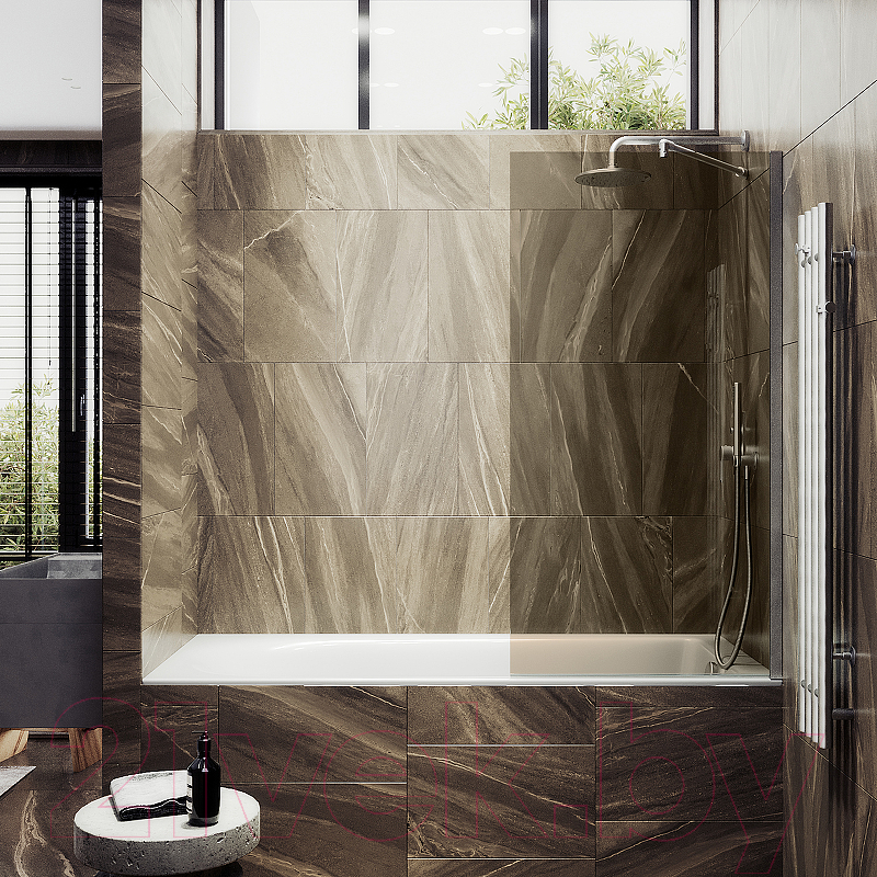 Стеклянная шторка для ванны MaybahGlass MGV-66-5ш (бронзовое стекло/хром матовый) — фото 3