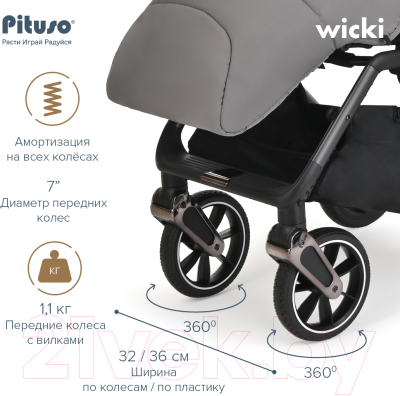 Детская прогулочная коляска Pituso Wicki / ABF2022 (капучино)