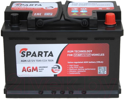 Автомобильный аккумулятор SPARTA AGM-L3  (70 А/ч)