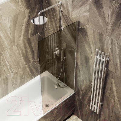 Стеклянная шторка для ванны MaybahGlass MGV-66-4ш (бронзовое стекло/хром глянцевый)